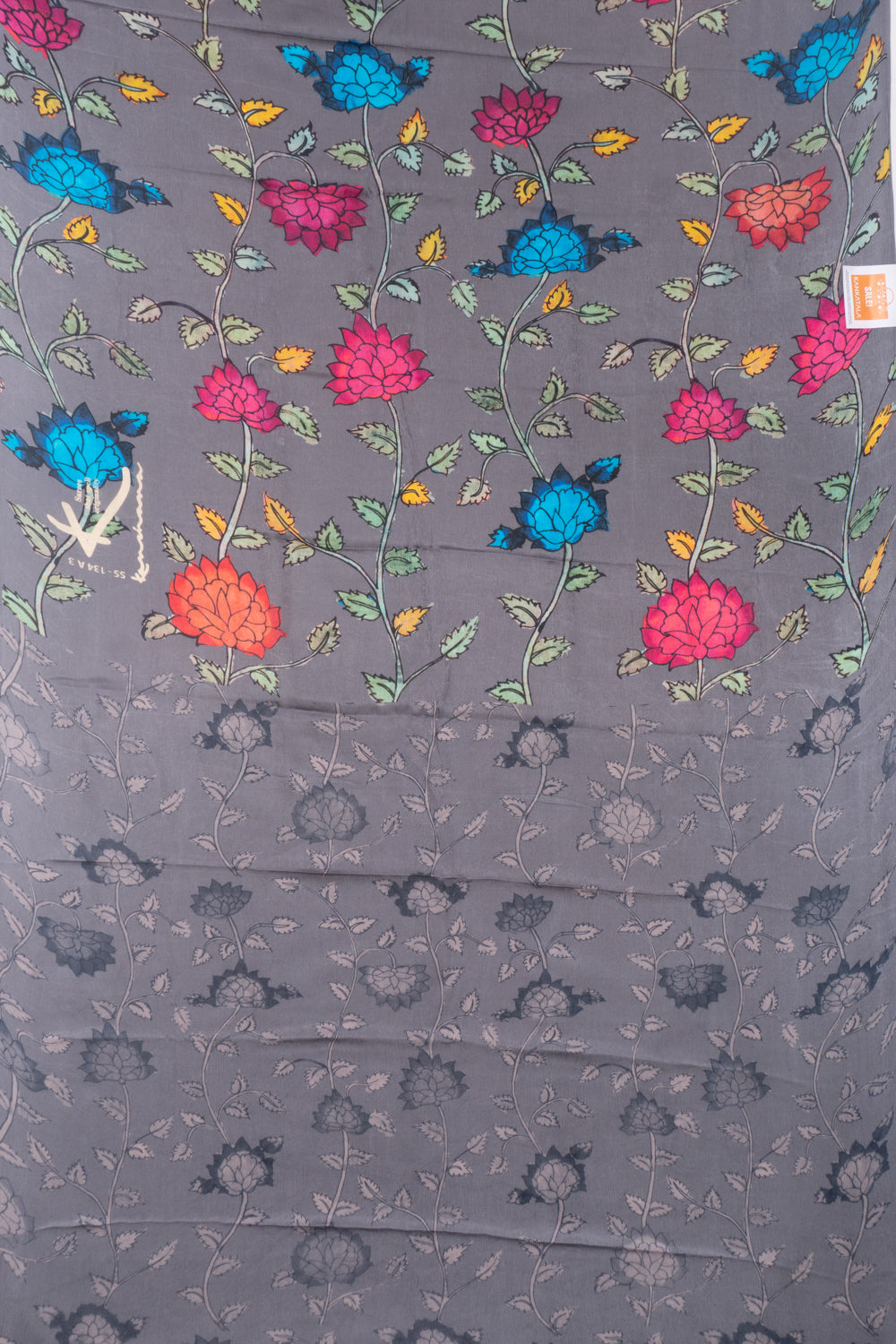 Satin Georgette Floral Printed Grey Saree