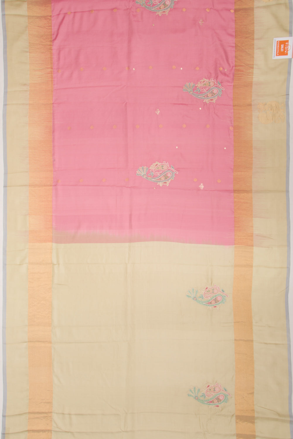 Soft Silk Embroidery Butta Pink Saree