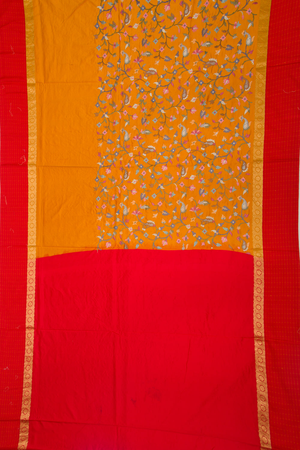 Soft Silk Embroidery Mustard Yellow Saree