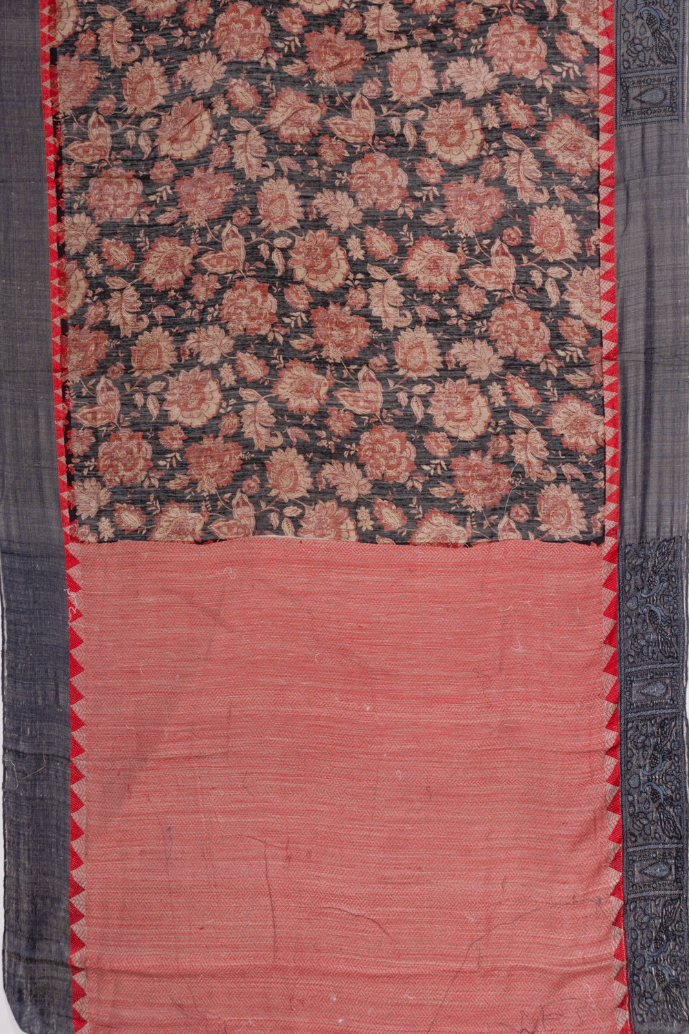 Tussar Floral Printed Black Saree