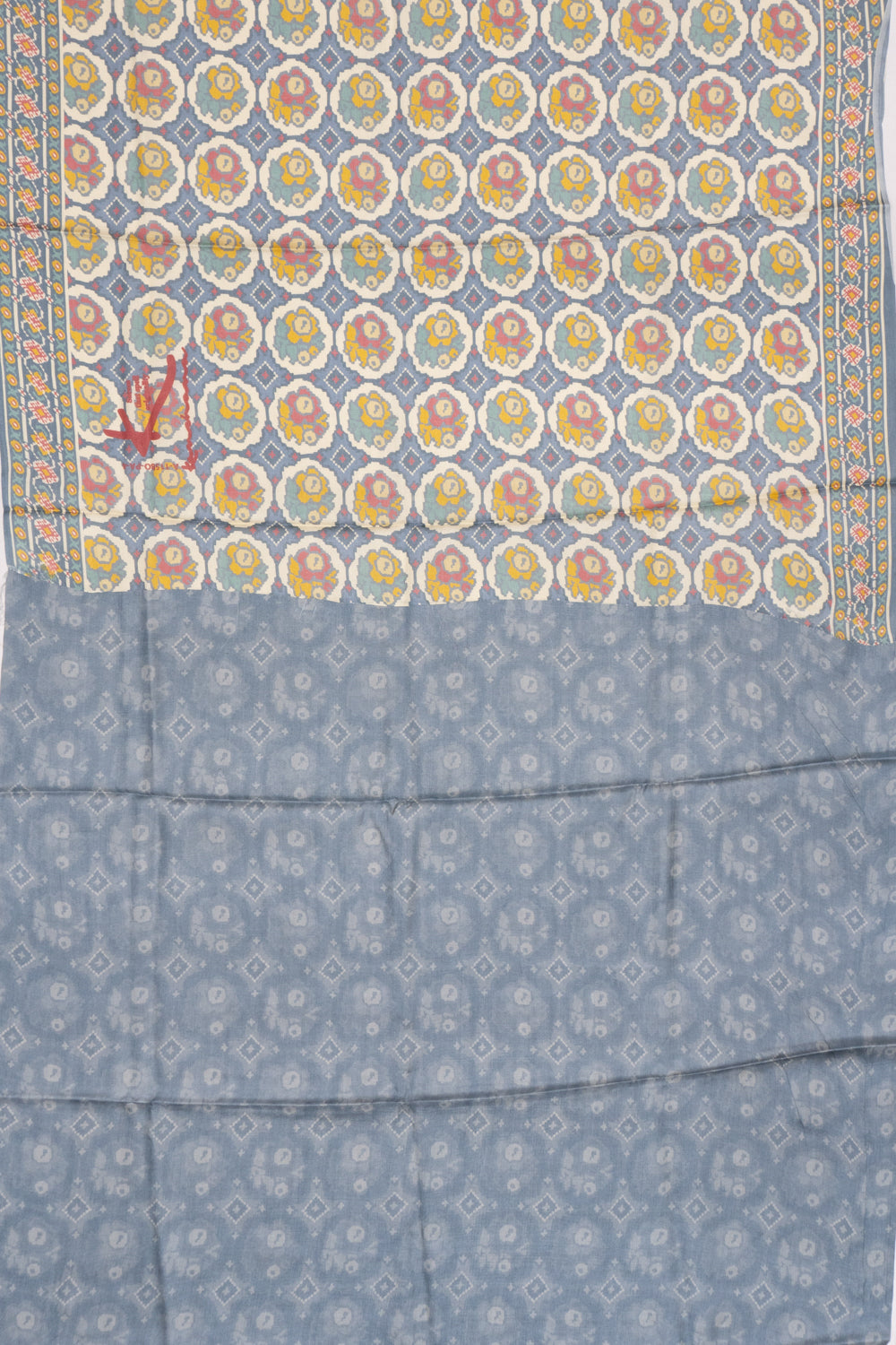 Tussar Printed Grey Saree