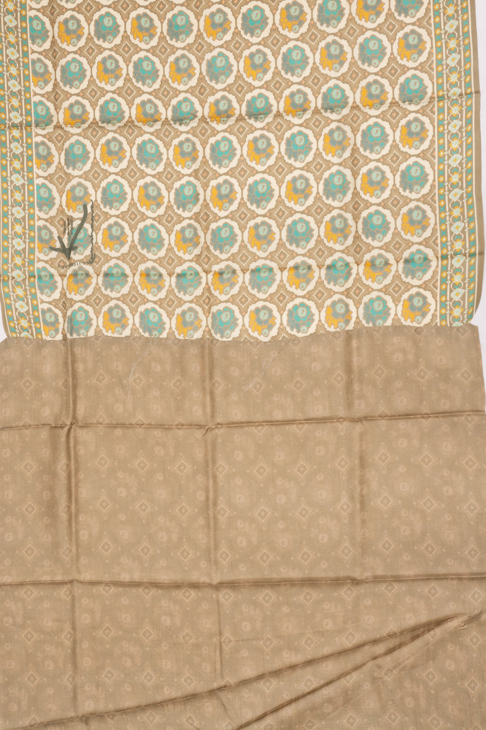 Tussar Printed Beige Saree