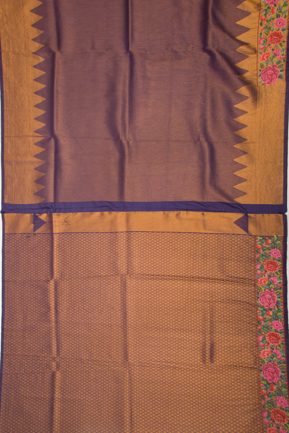 Banarasi Silk Brocade Dark Blue Saree With Embroidery Border