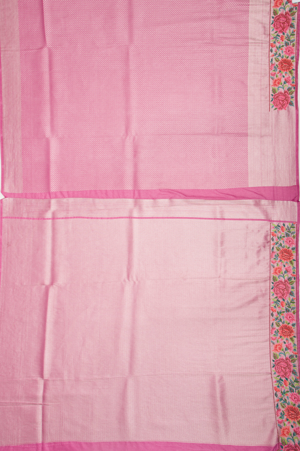 Banarasi Silk Brocade Pink Saree With Embroidery Border