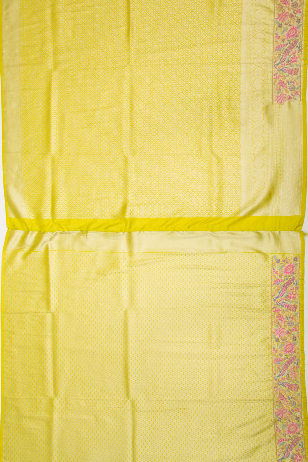 Banarasi Silk Brocade Yellow Saree With Embroidery Border