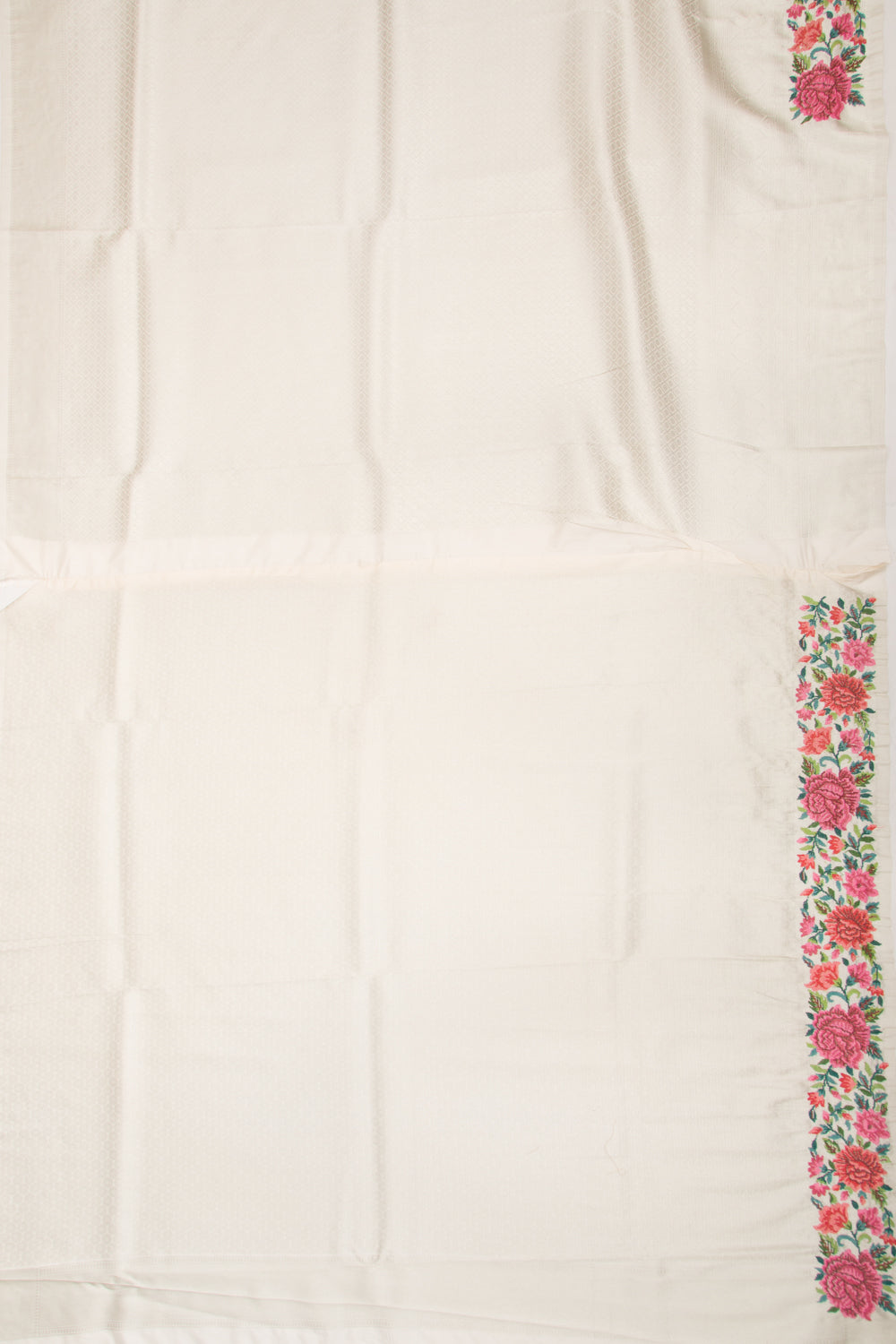 Banarasi Silk Brocade Cream Saree With Embroidery Border