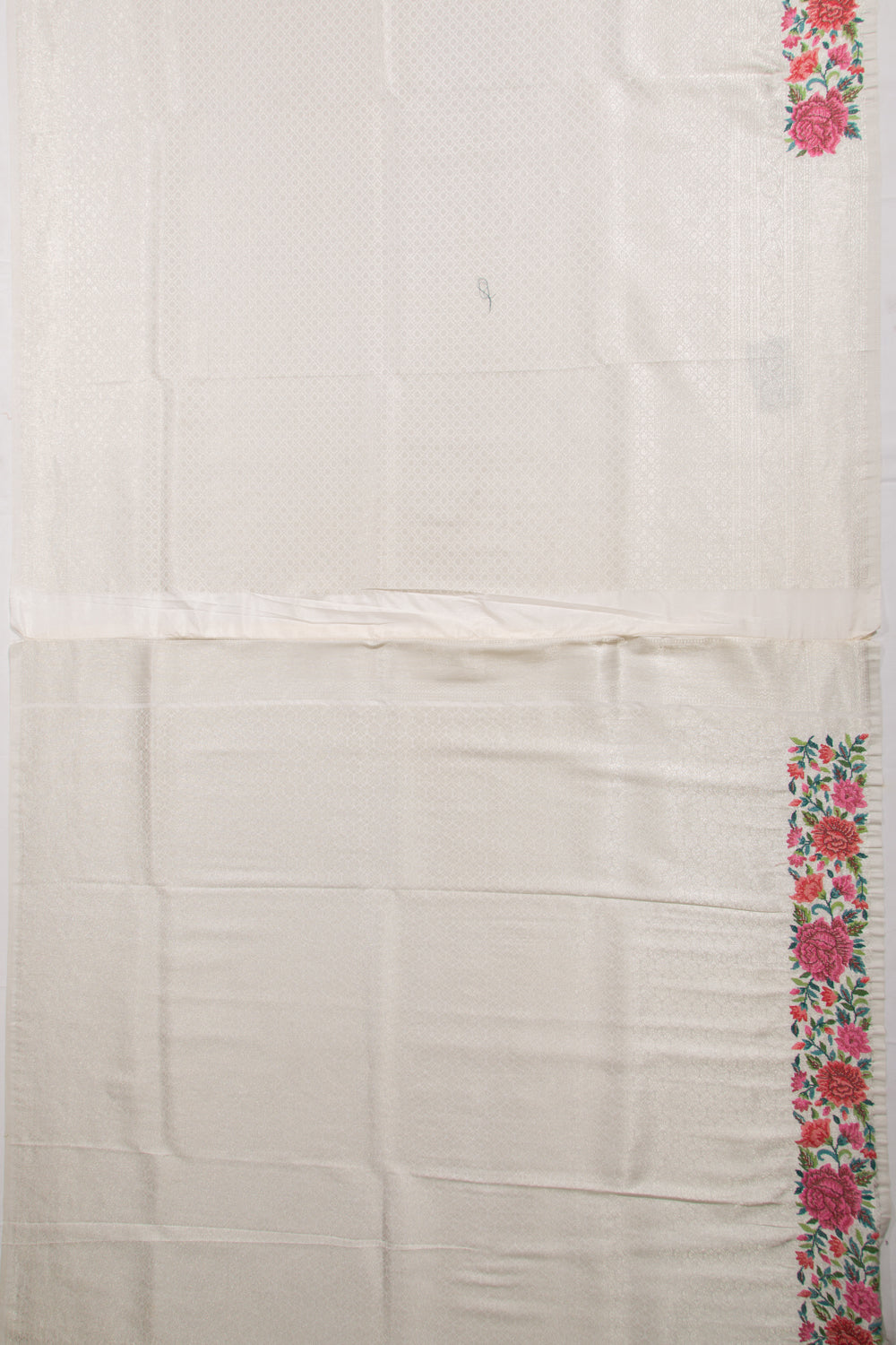 Banarasi Silk Brocade Cream Saree With Embroidery Border