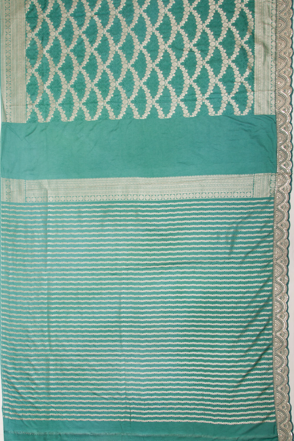 Banarasi Silk Jaal Sea Green Saree With Embroidery Border