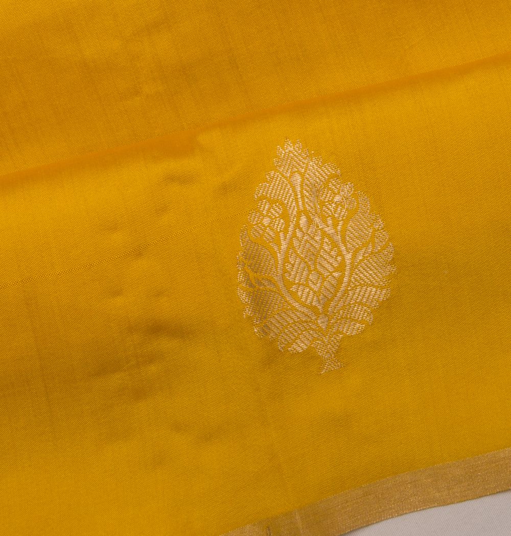 Banarasi Katan Silk Butta Yellow Saree