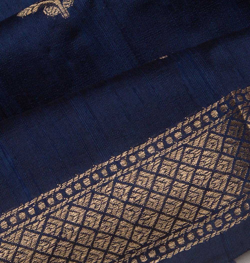 Tussar Butta Dark Blue Saree