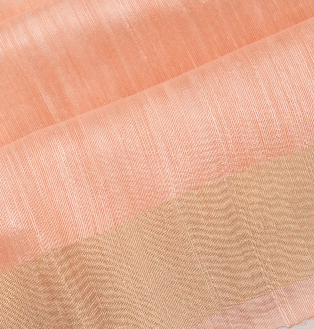 Tussar Plain Peach Saree