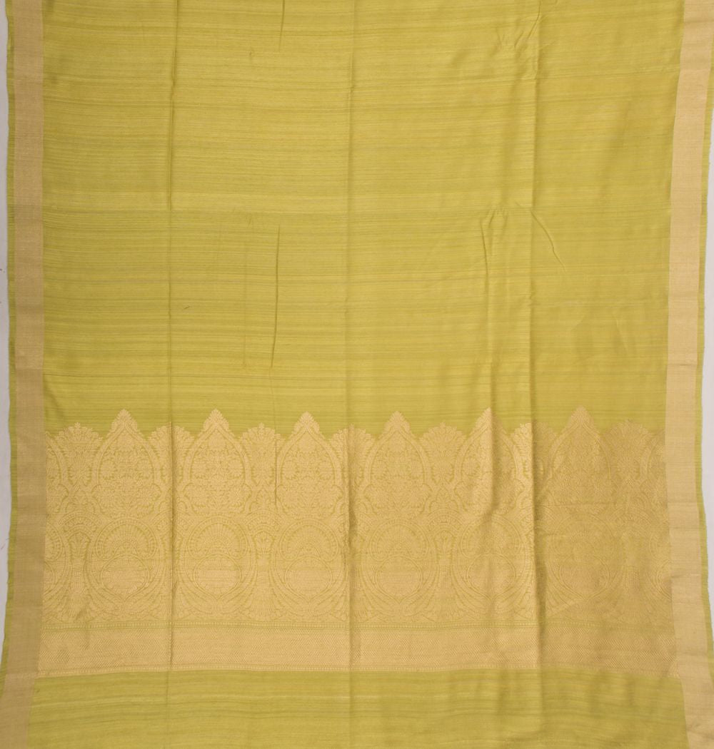 Tussar Plain Pastel Green Saree