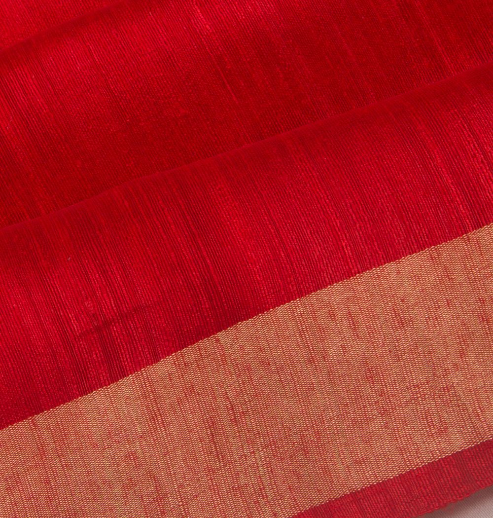 Banarasi Tussar Plain Red Saree