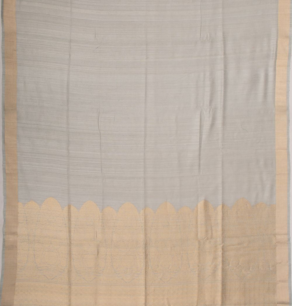 Tussar Plain Grey Saree