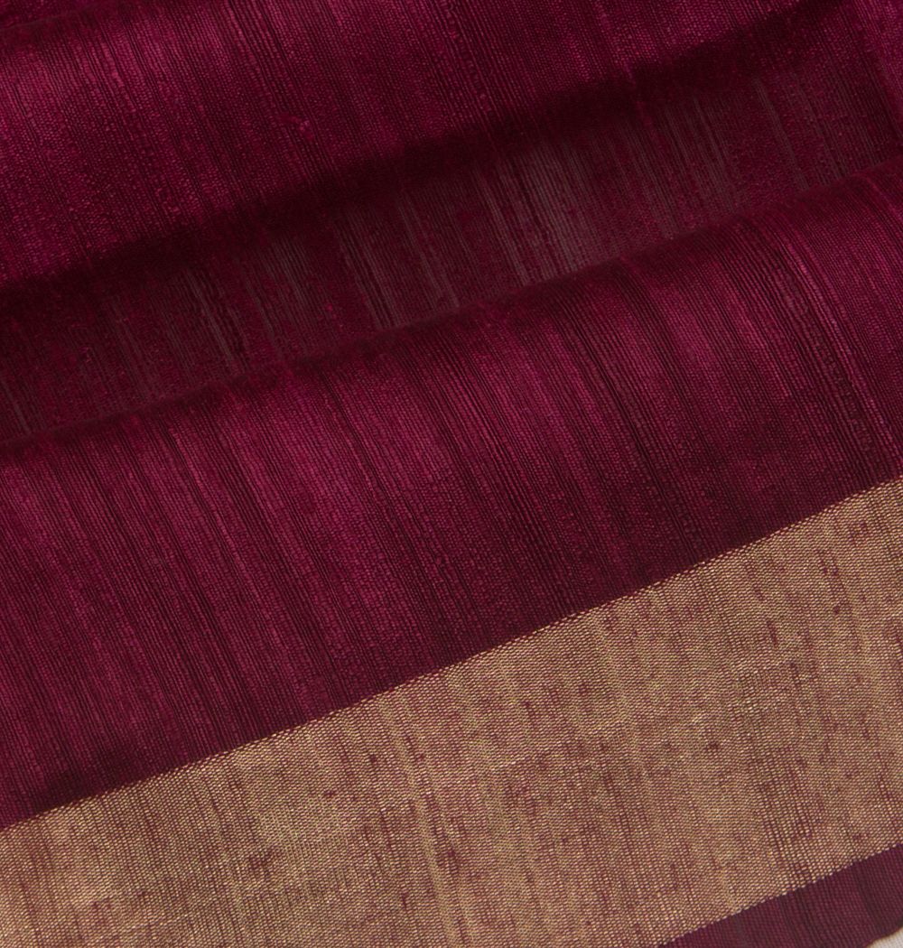 Tussar Plain Maroon Saree