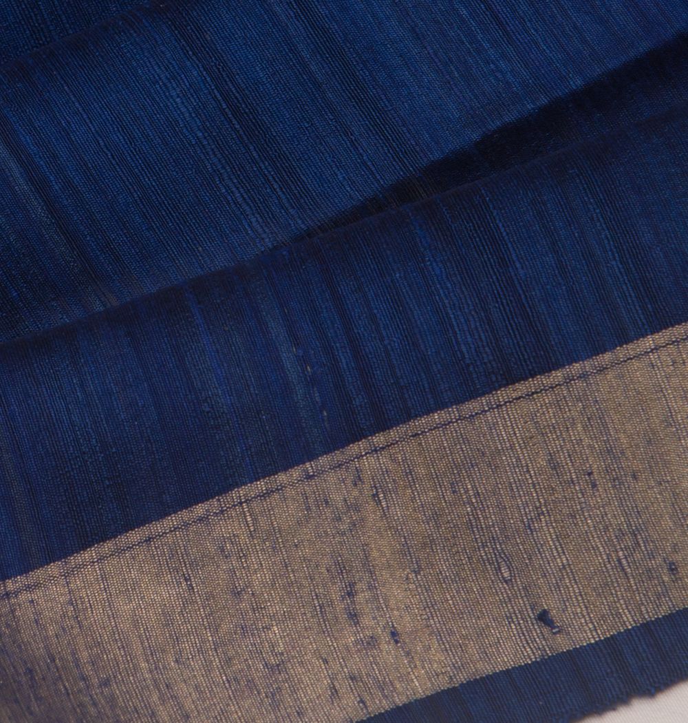 Tussar Plain Blue Saree