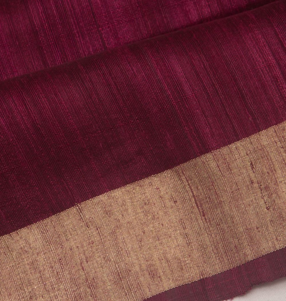 Tussar Plain Purple Saree