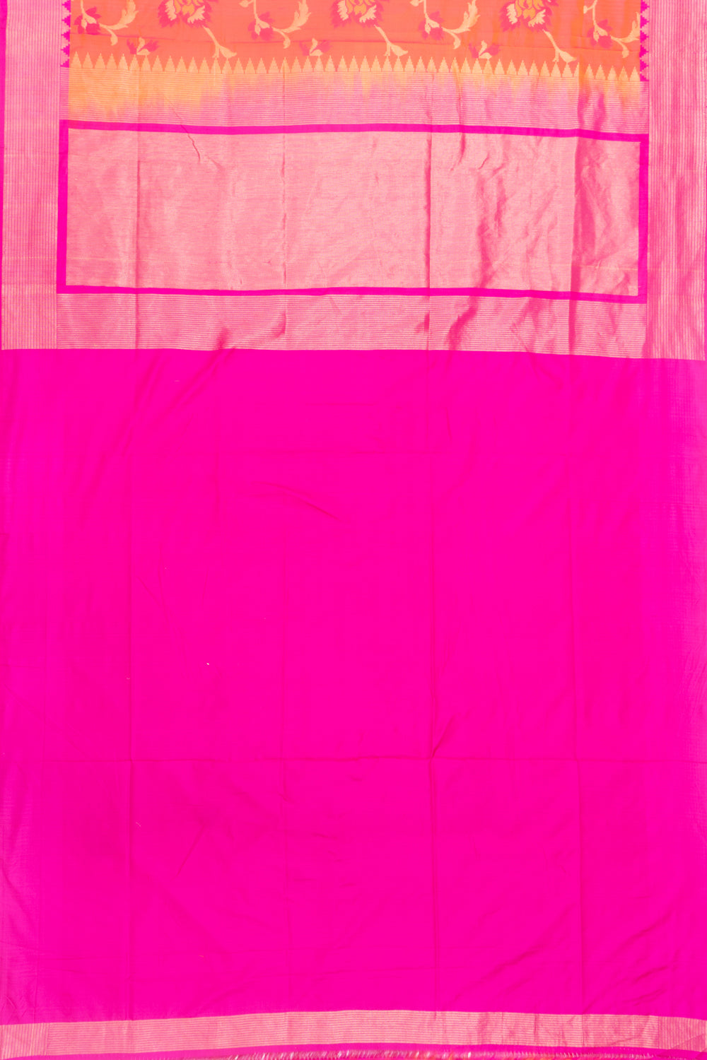 Banarasi Silk Jaal Dual Tone Pink And Orange Saree