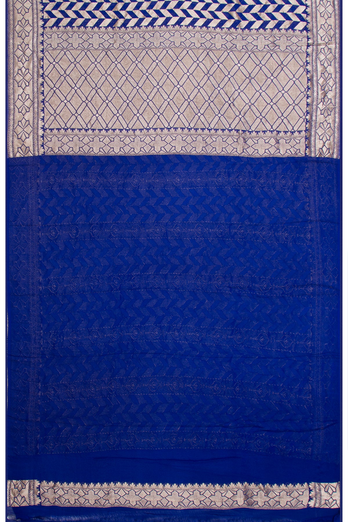 Banarasi Georgette Brocade Gold And Dark Blue Saree