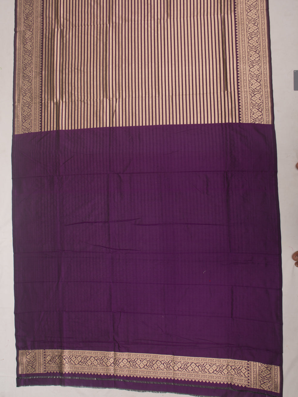 Banarasi Silk Horizontal Lines Violet Saree