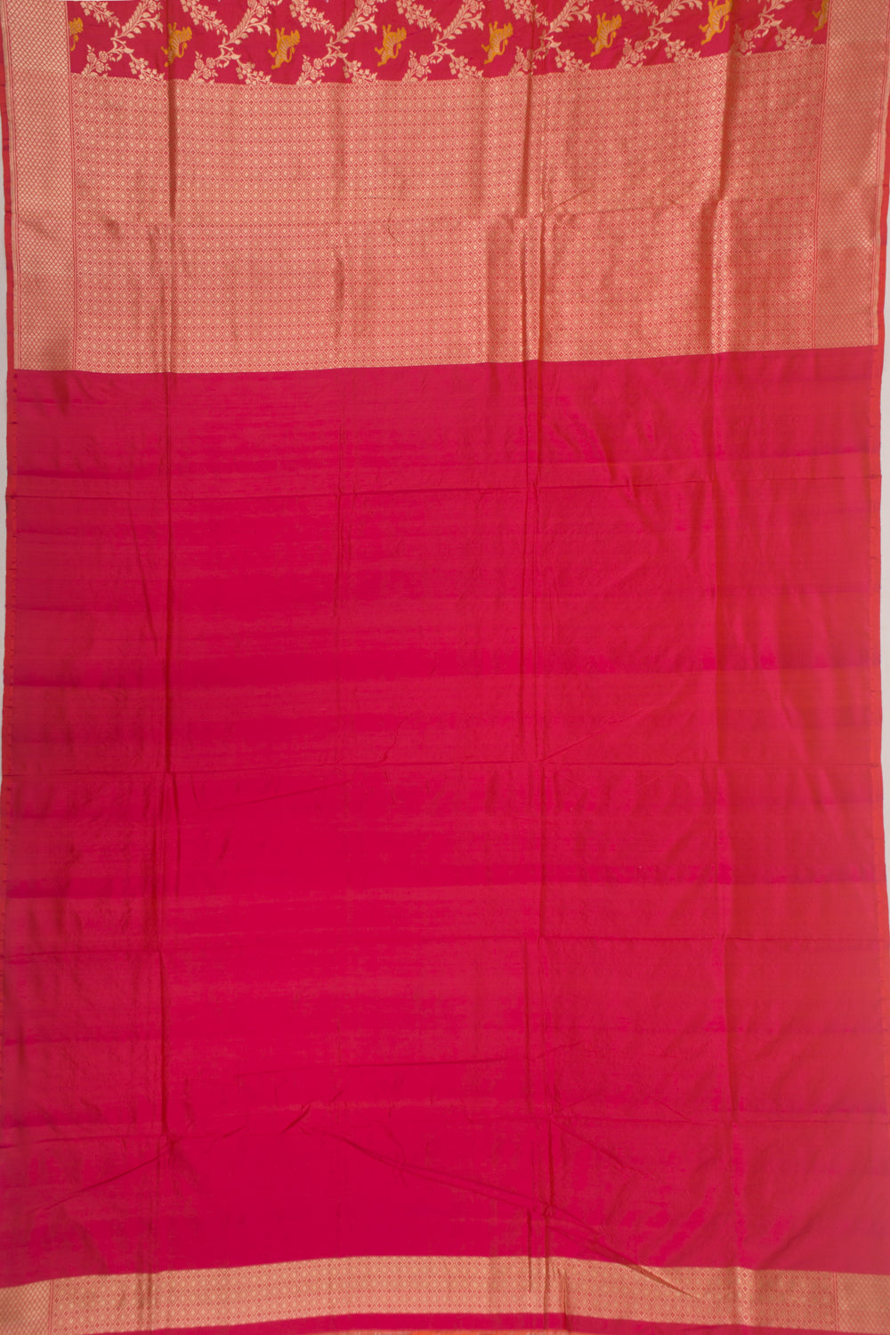 Banarasi Silk Brocade Dual Tone Pink And Orange Saree