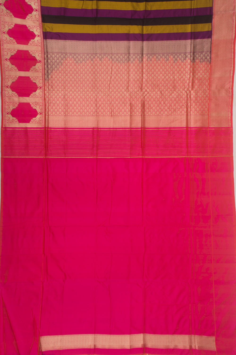 Banarasi Silk Vertical Lines Multicolour Saree