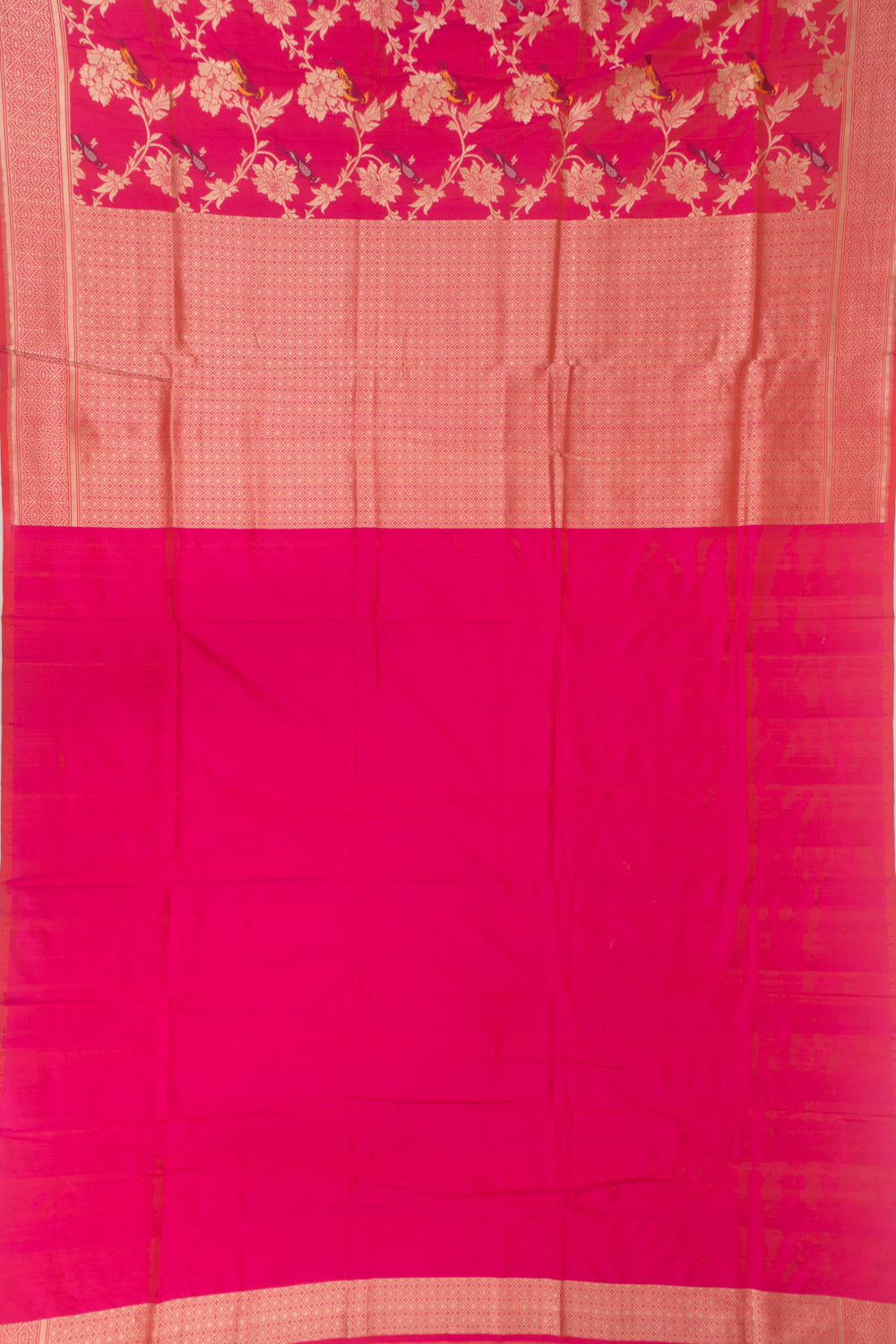 Banarasi Silk Jaal Dual Tone Pink And Orange Saree