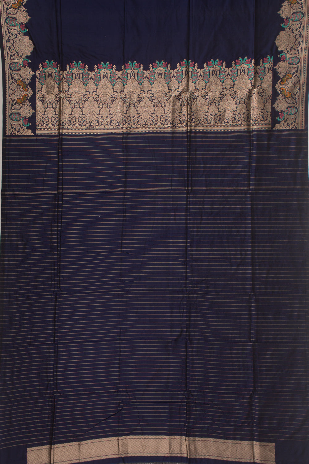 Banarasi Silk Plain Dark Blue Saree