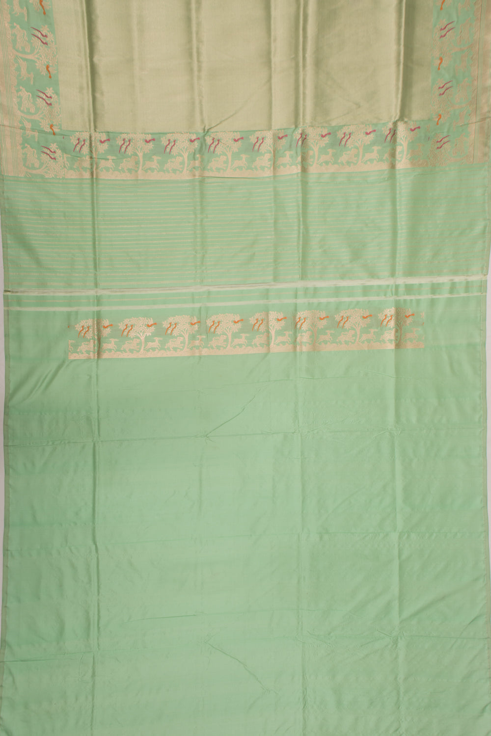 Banarasi Silk Vertical Lines Pastel Green Saree