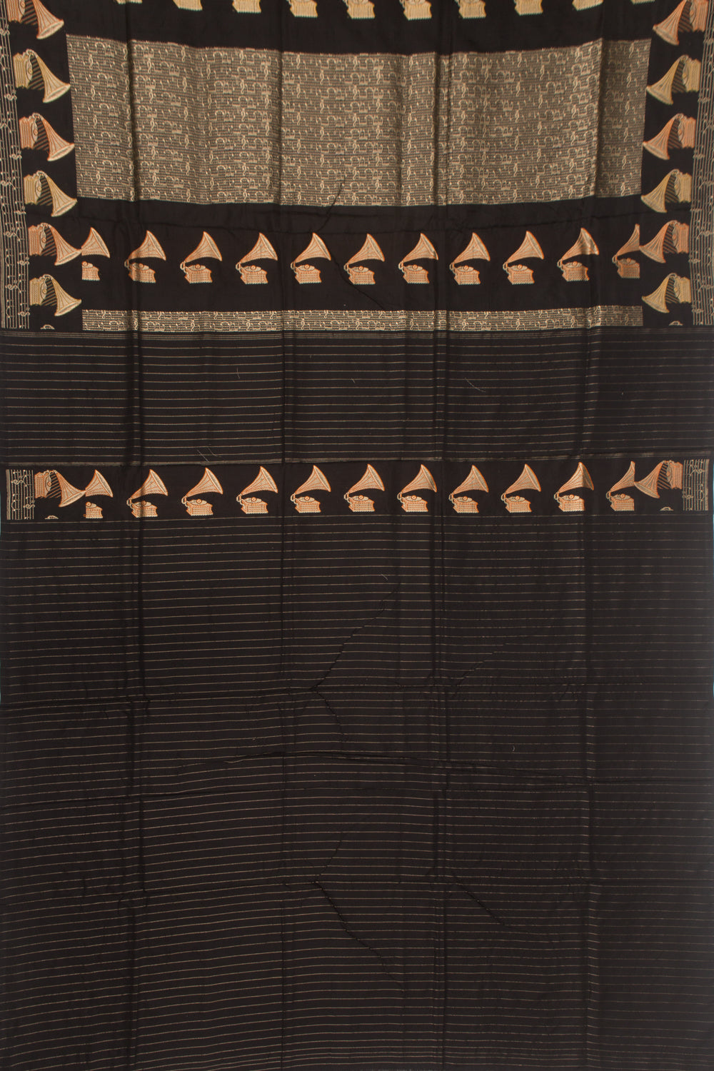 Banarasi Silk Vertical Lines And Butta Black Saree