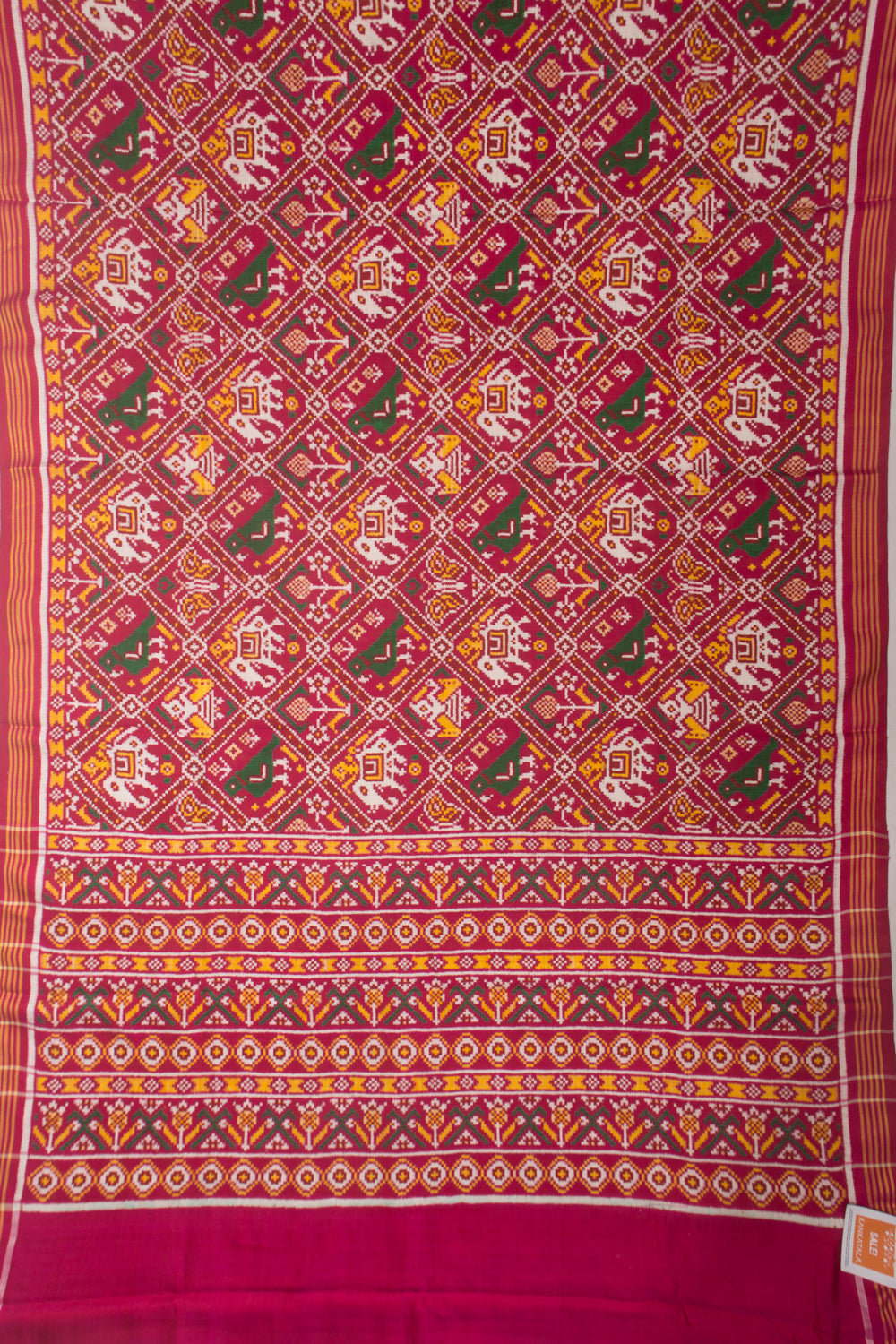 Patan Patola 5 Figure Silk Double Ikat Pink Saree