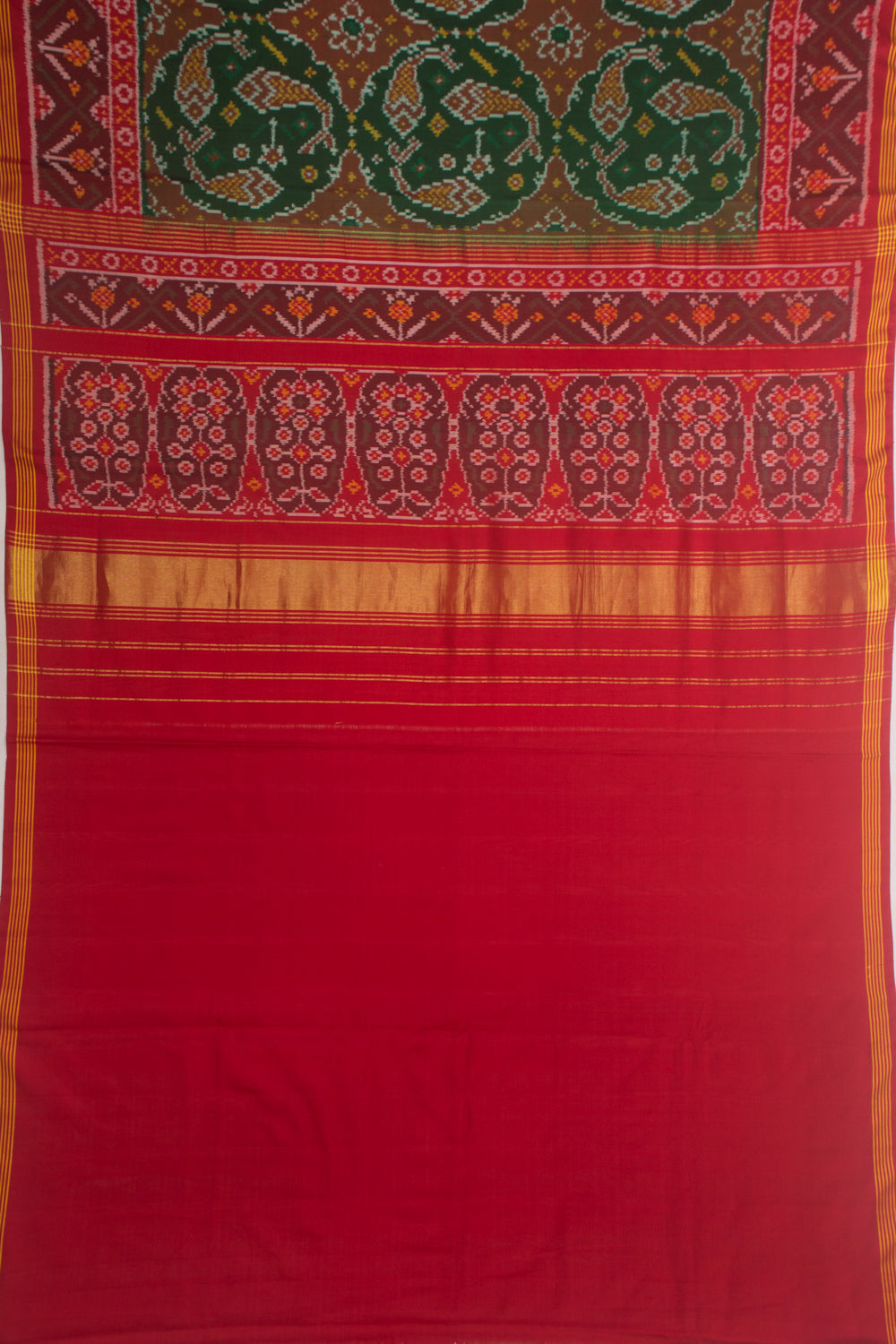 Rajkot Patola Silk Ikat Green Saree
