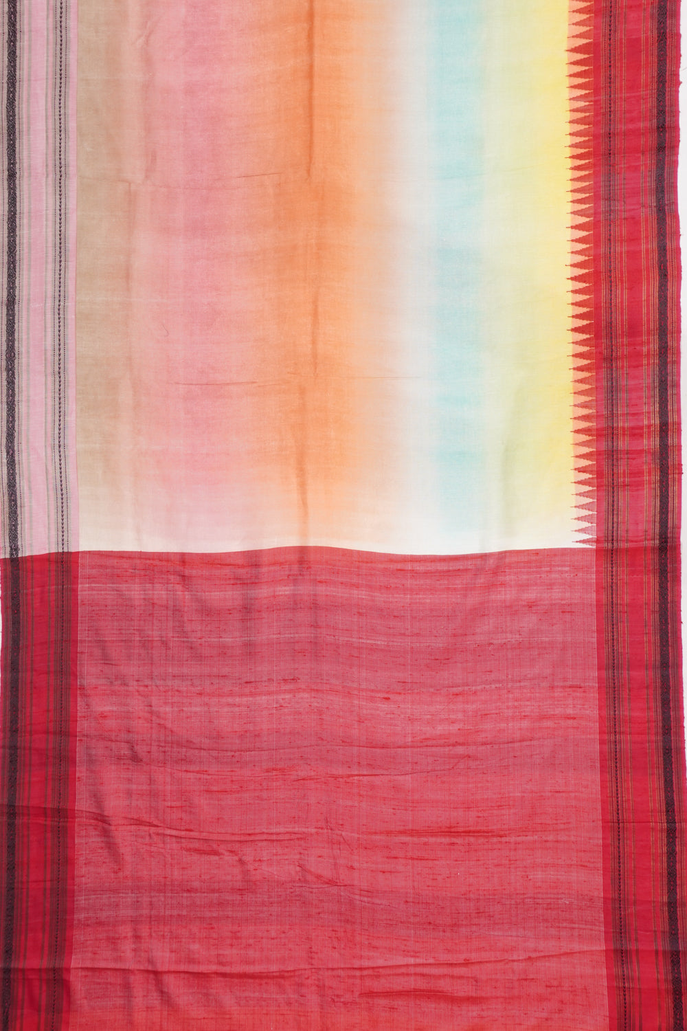 Tussar Plain Multi-Color Saree