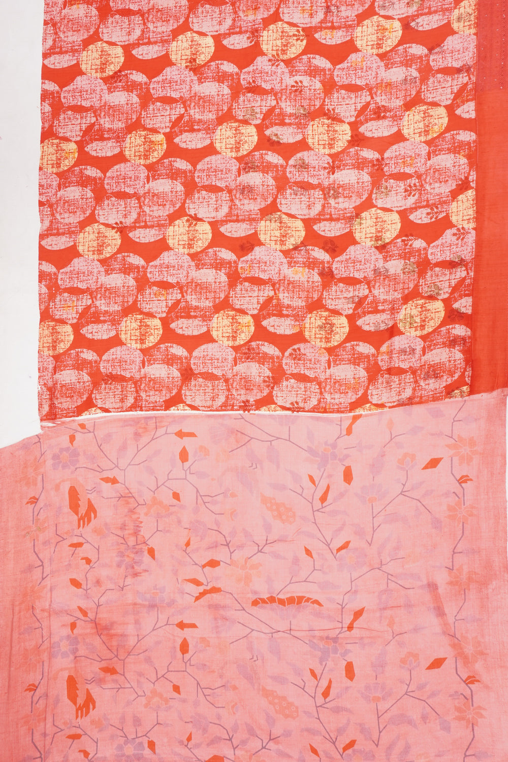 Tussar Printed Red Saree