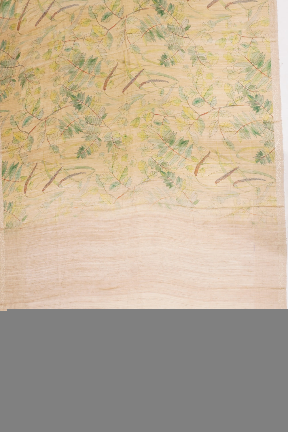Tussar Printed Cream Saree