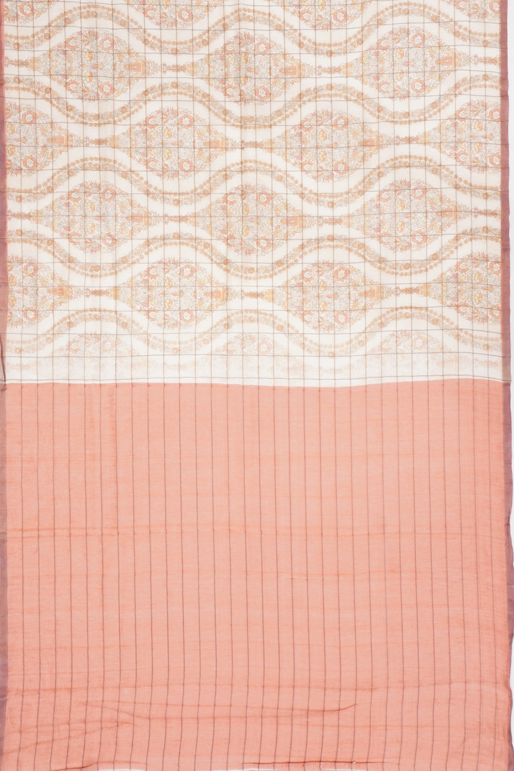 Tussar Printed Cream Saree