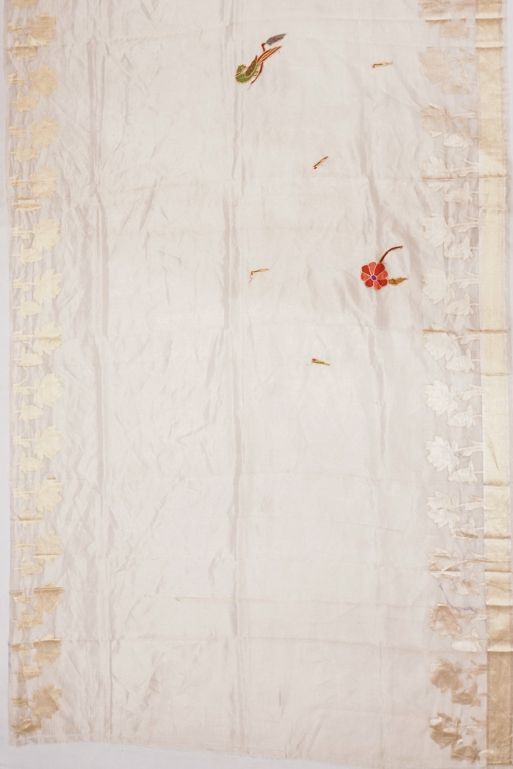 Banarasi Silk Tissue Butta Cream Saree