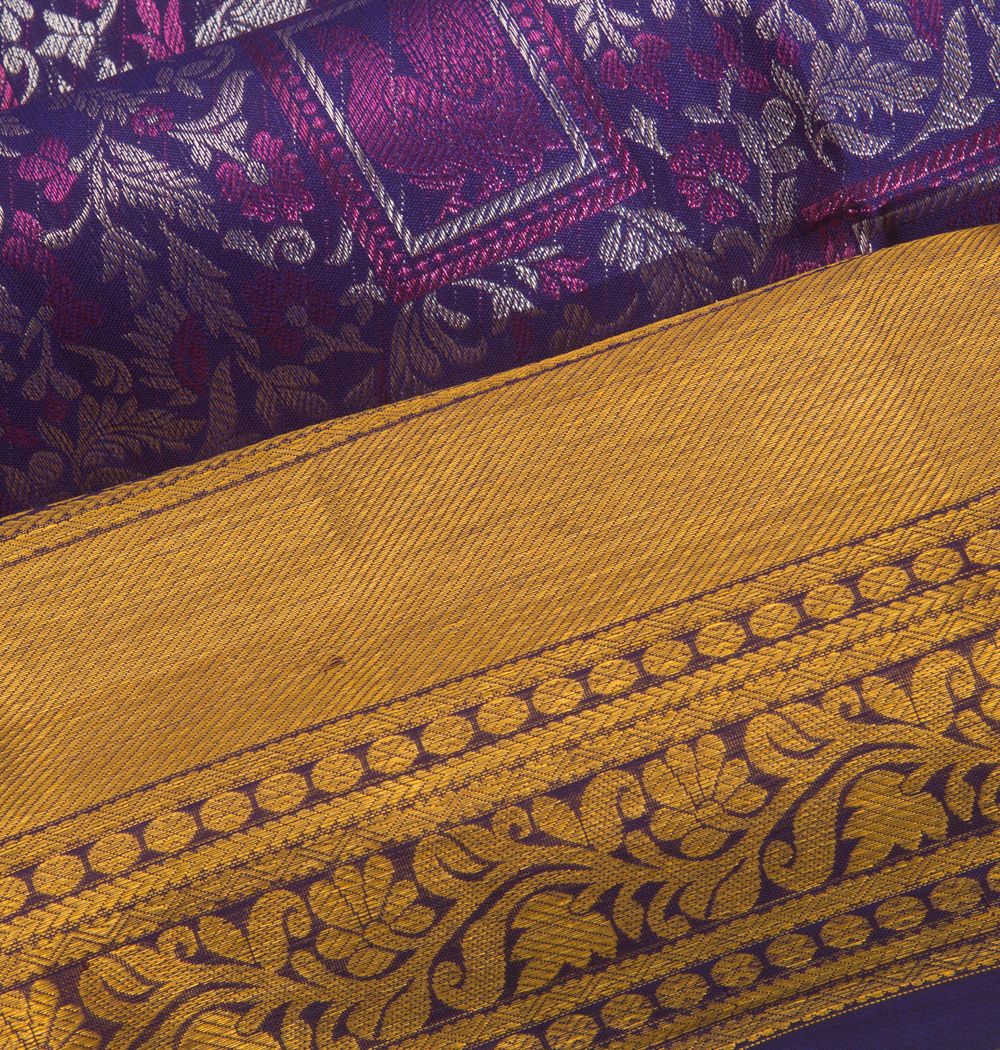 Kanchipuram Silk Brocade Dark Blue Saree