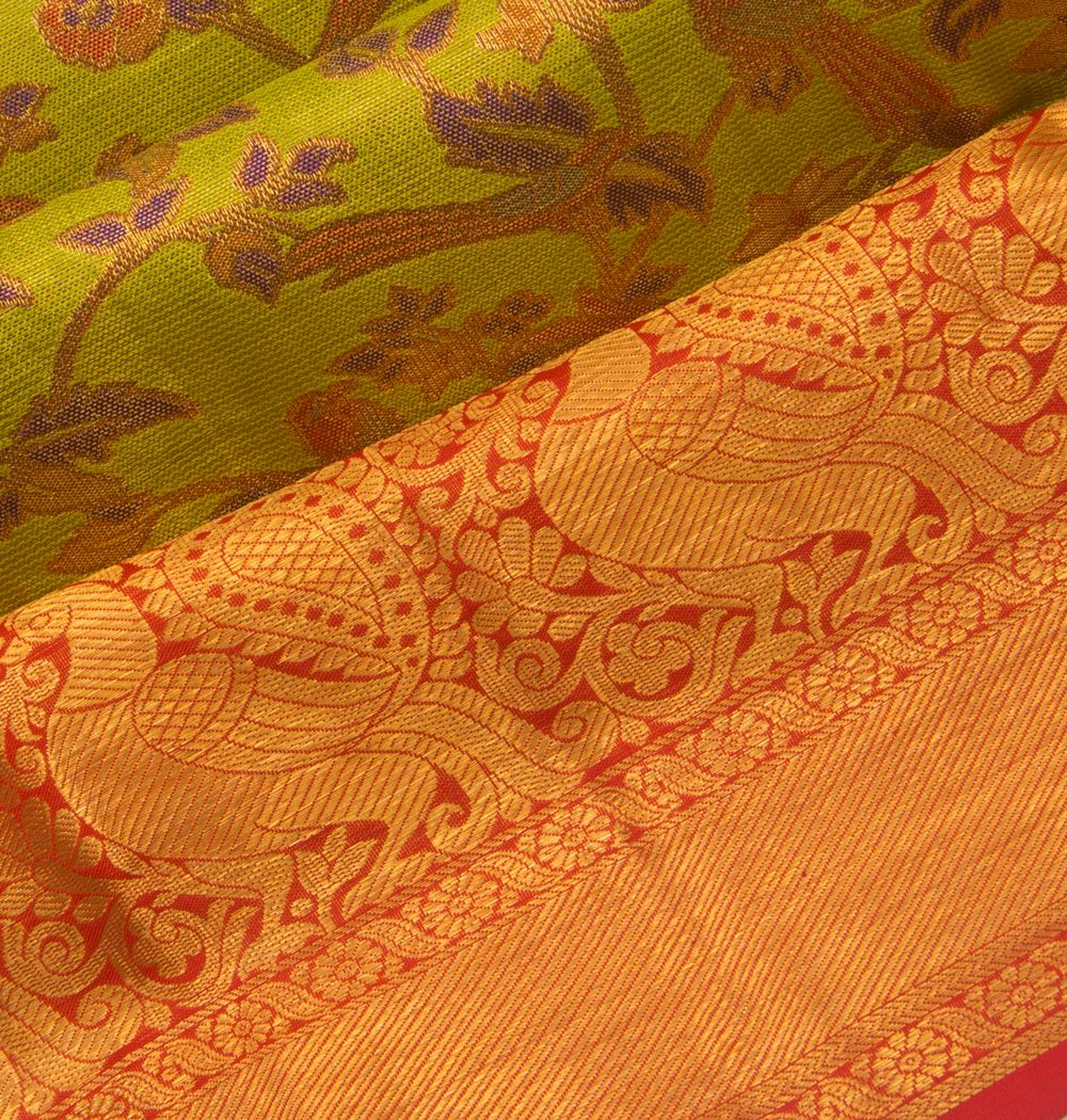 Kanchipuram Silk Jaal Geen Saree
