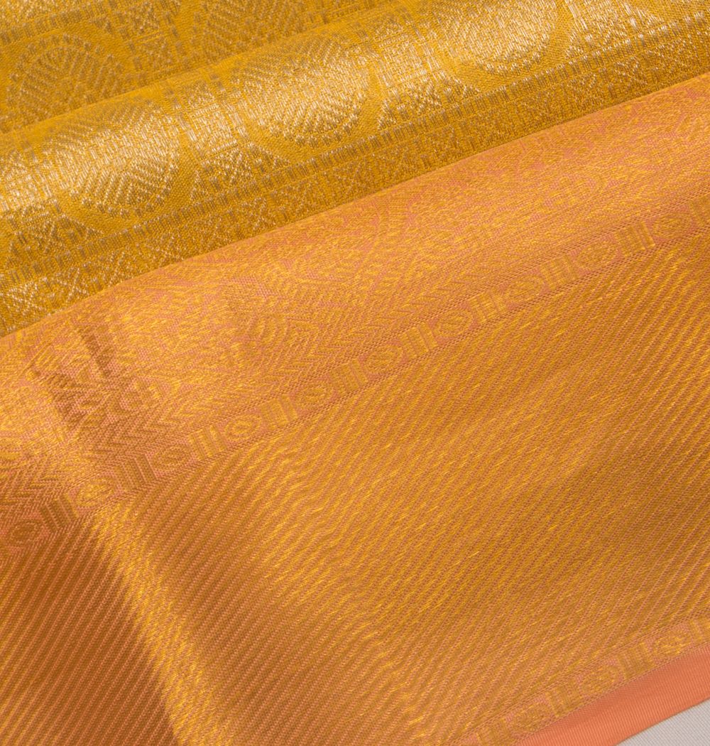 Kanchipuram Silk Tissue Checks And Butta Gold Saree