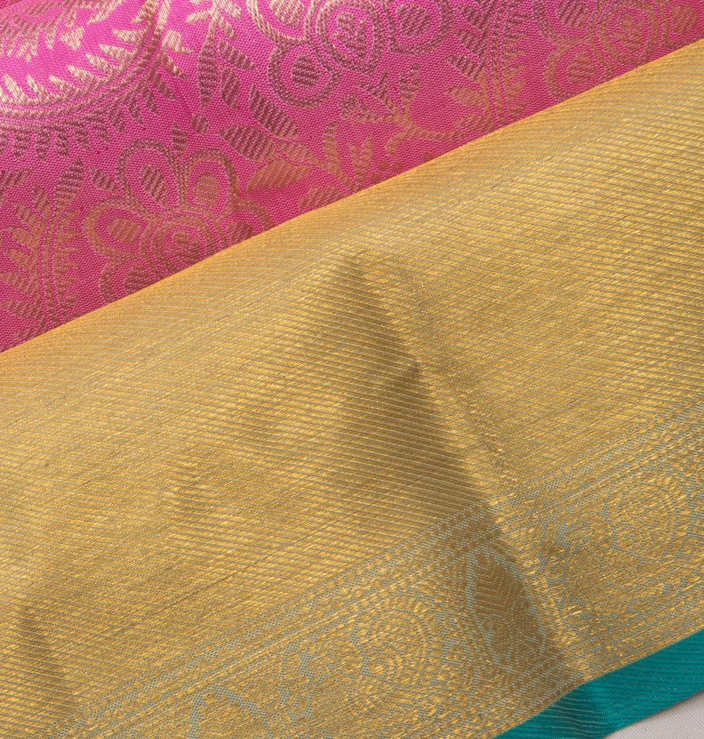 Kanchipuram Silk Brocade Pink Saree