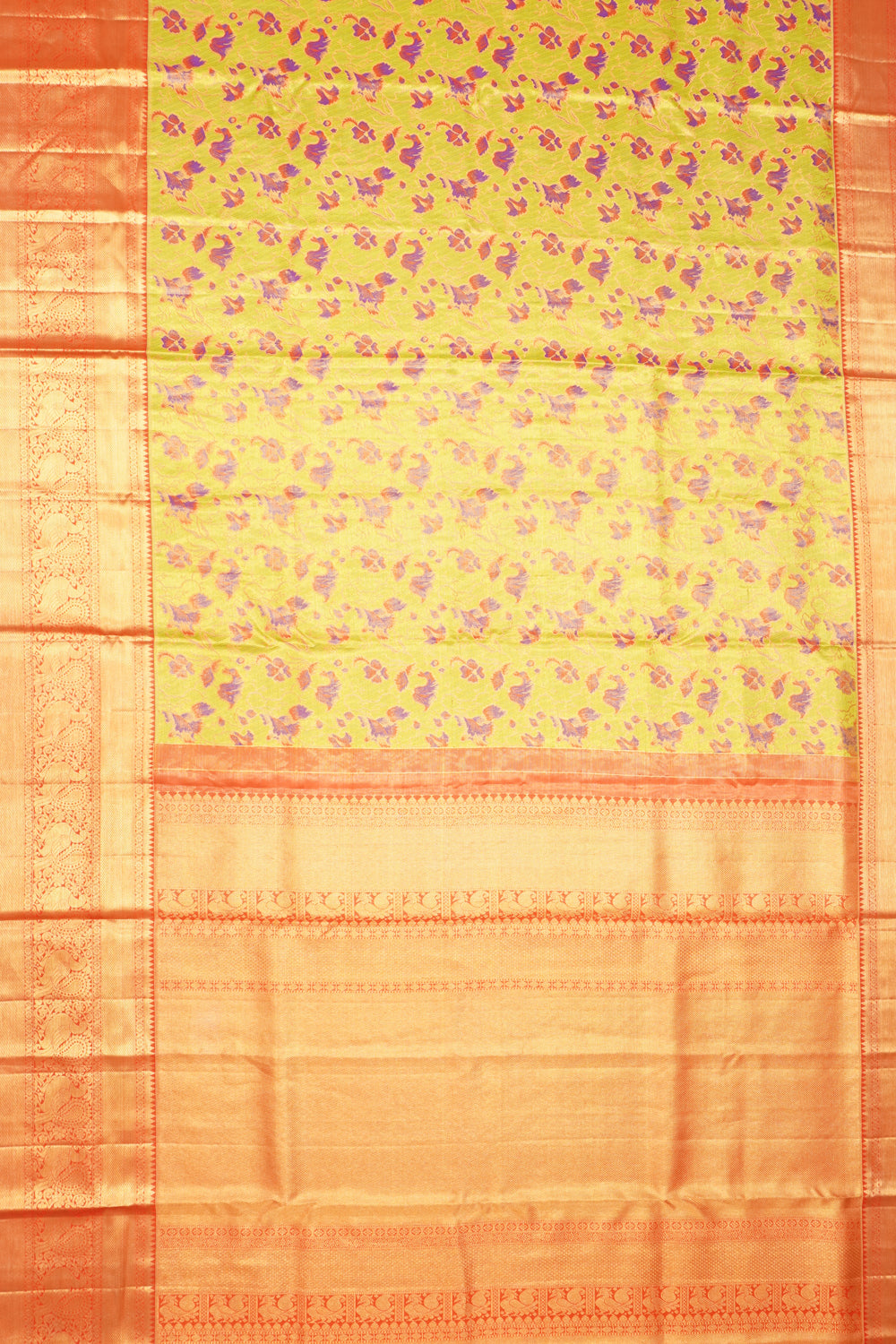Taranga Kanchi Silk Tissue Brocade Green Saree