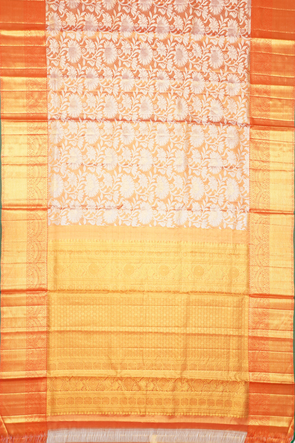 Taranga Kanchi Silk Tissue Brocade Orange Saree
