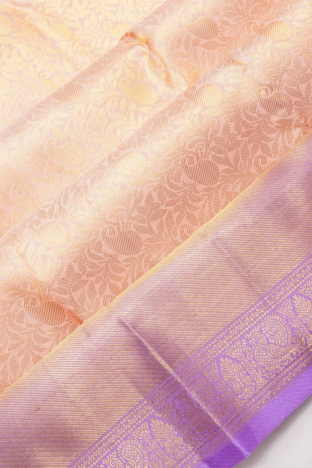 Taranga Kanchi Silk Brocade Peach Saree