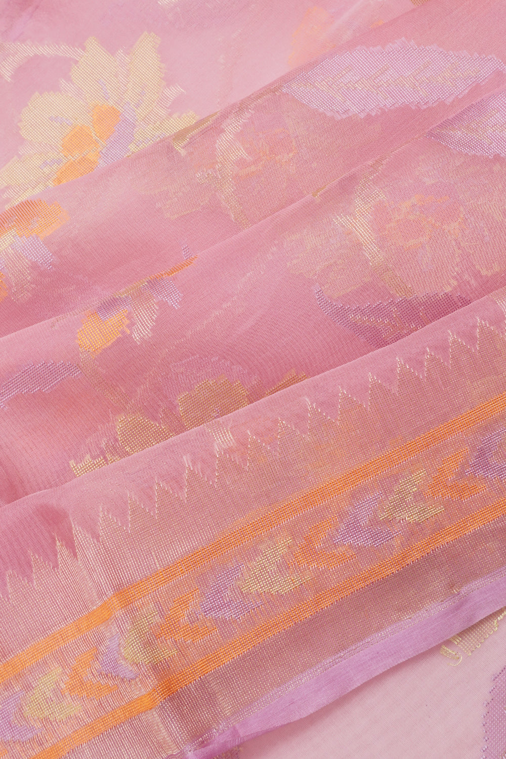 Banarasi Kora Organza Jaal Pink Saree