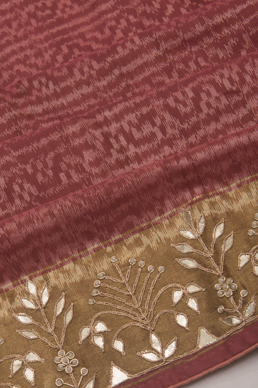 Pochampally Silk Ikat Lilac Saree With Gota Pati Border