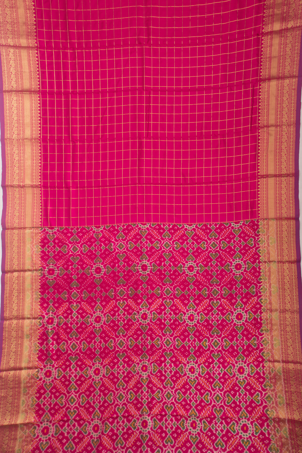 Kanchipuram Silk Checks Pink Saree