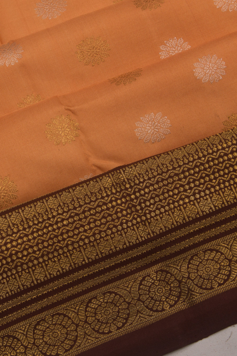 Kanchipuram Silk Butta Pastel Orange Saree