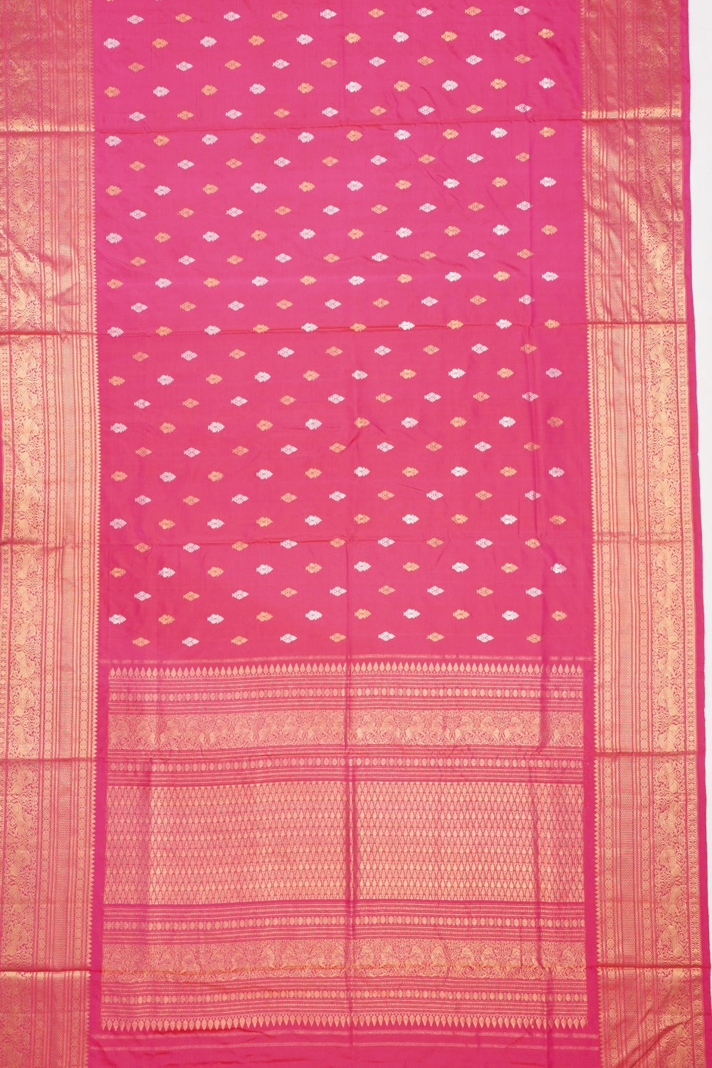 Pochampally Silk Ikat Butta Rani Pink Saree