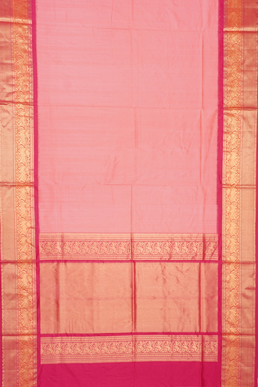 Kanchipuram Silk Plain Baby Pink Saree